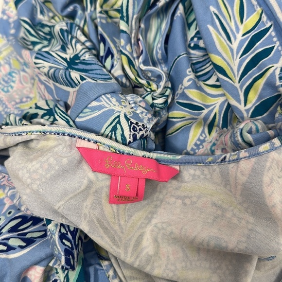 Lilly Pulitzer Jessalynne Wrap Romper V-Neck Peri Lapis Lantern Light Blue Small - Picture 12 of 13